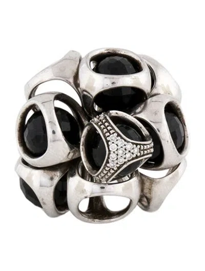 Pre-owned Di Modolo Onyx & Diamond Icona Cluster Ring In Multi