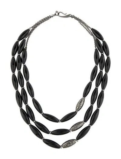 Pre-owned Di Modolo Onyx Sahara Multistrand Bead Necklace, 21" In Multicolor
