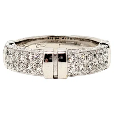 Pre-owned Di Modolo Quadria Pavé Diamond Band Ring With 18 Karat White Gold Stations