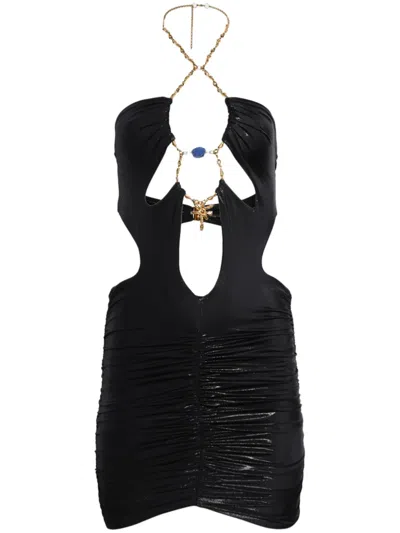 Di Petsa Draped Cut-out Mini Dress In Black