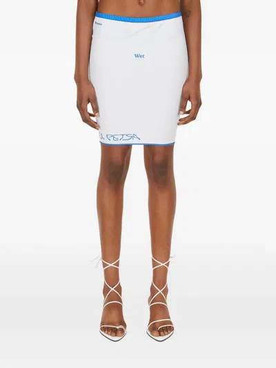 DI PETSA ELASTICATED TEXT-PRINT MINI SKIRT