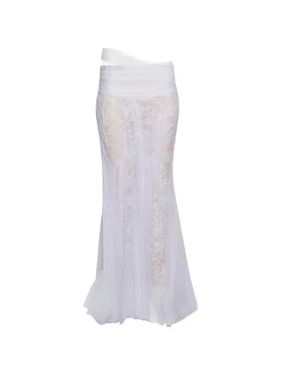 Di Petsa Ethereal Bloom Lace Maxi Skirt In White