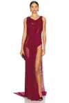 Di Petsa For Fwrd Long Dress With Side Split In Burgundy