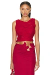 Di Petsa For Fwrd Wetlook Two Strap Top In Red