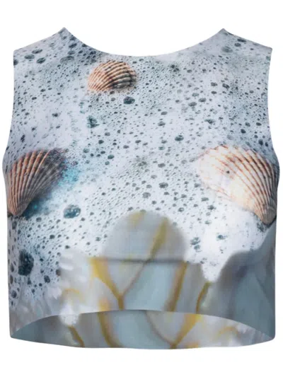 Di Petsa Graphic-print Cropped Tank Top In Blue