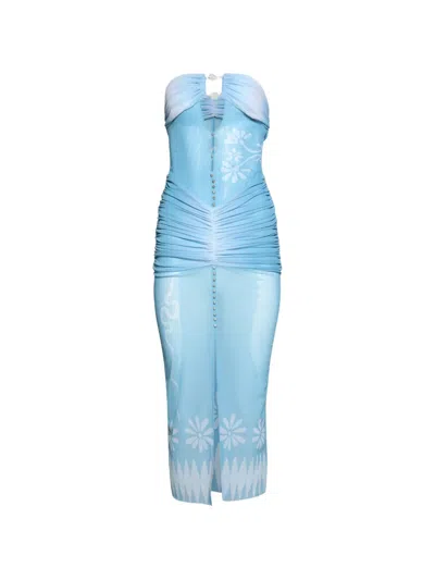 Di Petsa Siren Ruched-detail Dress In Blue