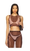 Di Petsa Tan Lines Mesh Crop Top In Brown