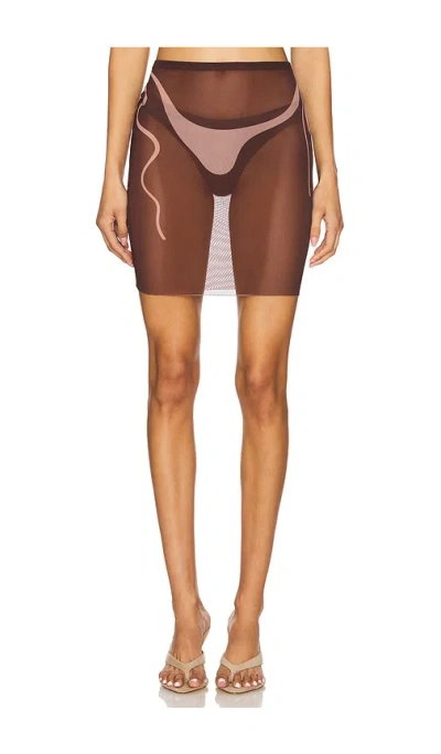 Di Petsa Tan Lines Mesh Mini Skirt In Brown