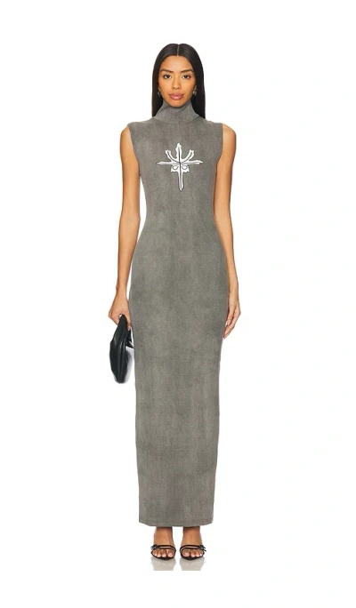Di Petsa Trident Knit Long Dress In Grey