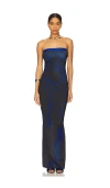 Di Petsa Venus Shell Maxi Dress In Black With Blue Print