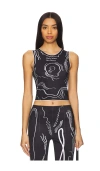 Di Petsa Venus Shell Lycra Top In Black With White Print