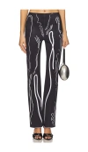 Di Petsa Venus Straight-leg Mid-rise Recycled-polyester Blend Trousers In Black With White Print
