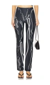 Di Petsa Venus Straight-leg Mid-rise Recycled-polyester Blend Trousers In Black With White Print