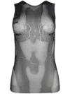 Di Petsa Venus Shell Sheer Tank Top In Black