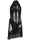 Di Petsa Wetlook Mini Dress In Black