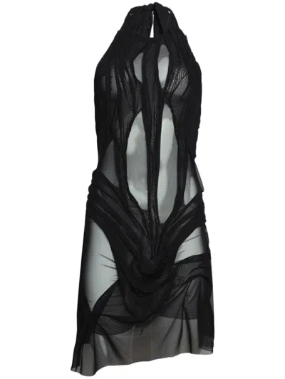 Di Petsa Wetlook Mini Dress In Black
