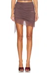 Di Petsa Wetlook Mini Skirt In Brown