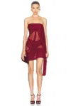 Di Petsa Wetlook Strapless Mini Dress In Burgundy