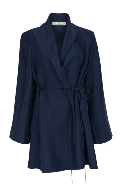 Di Stavnitser Adele Wrap Silk Jacket In Blue