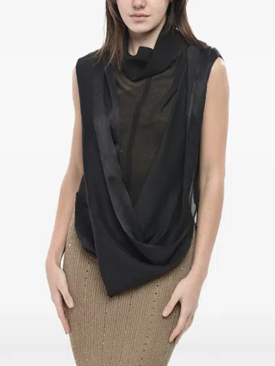 Di Stavnitser Aida Asymmetric Sleeveless Top In Black