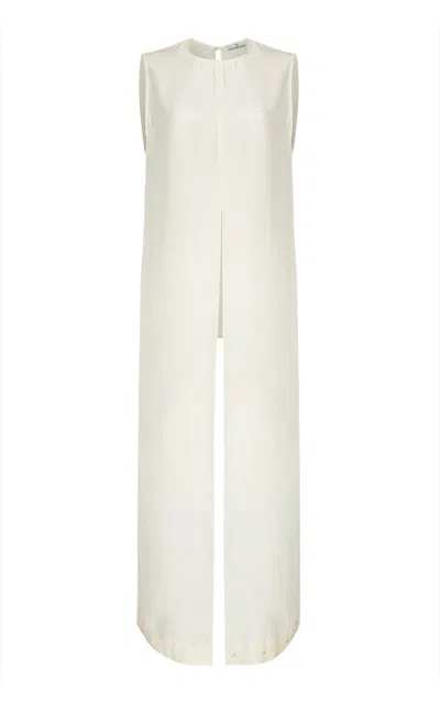 Di Stavnitser Aida Draped Silk Top In White