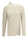 Di Stavnitser Asymmetric High-neck Sweater In Neutral