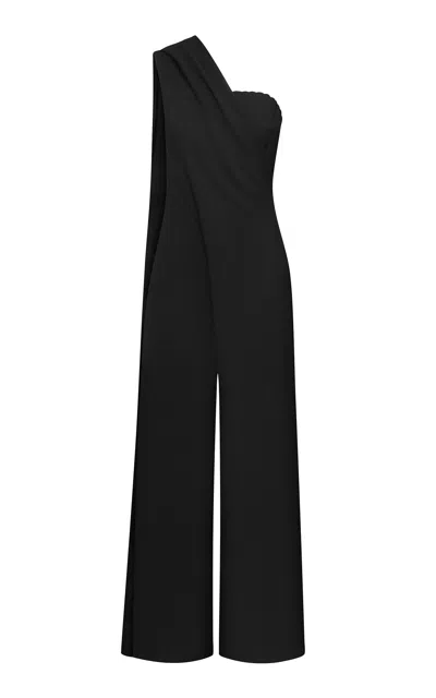 Di Stavnitser Asymmetry Wool Jumpsuit In Black