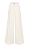 Di Stavnitser Barcelona Mid-rise Cotton Wide-leg Pants In White