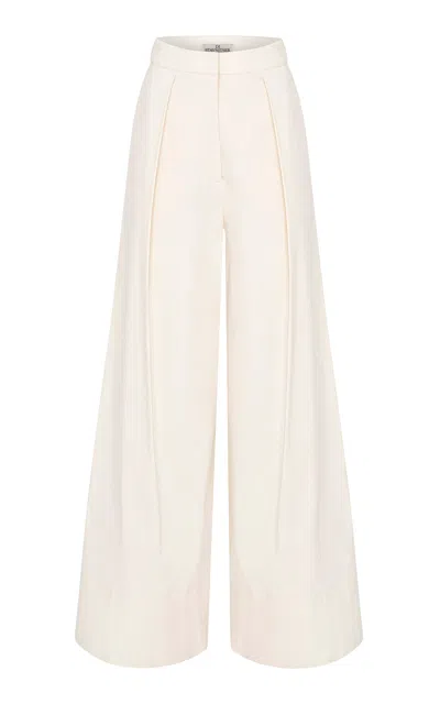 Di Stavnitser Barcelona Mid-rise Cotton Wide-leg Pants In White