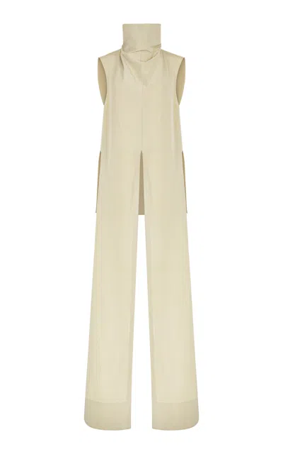 Di Stavnitser Dahlia Draped Linen-silk Top In Neutral