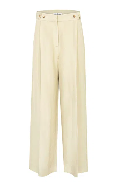Di Stavnitser Dahlia Mid-rise Linen-silk Wide-leg Pants In Neutral
