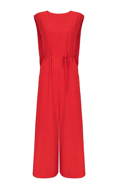 Di Stavnitser Daria Wide-leg Silk Jumpsuit In Red