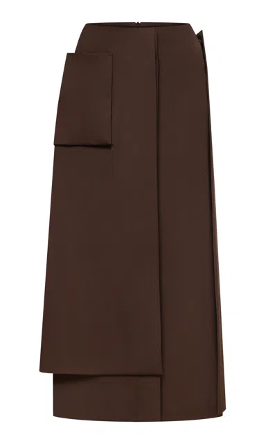 Di Stavnitser Gentleman Wool Maxi Skirt In Brown