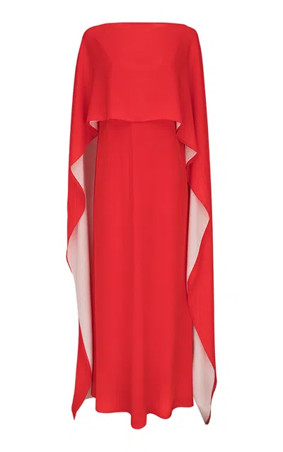 Di Stavnitser Lea Silk Gown With Cape In Red