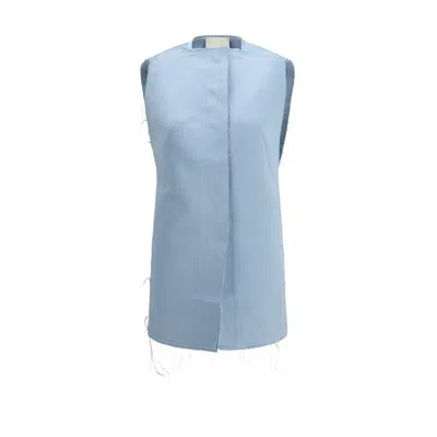 Di Stavnitser Audrey Frayed-detail Sleeveless Top In Blue