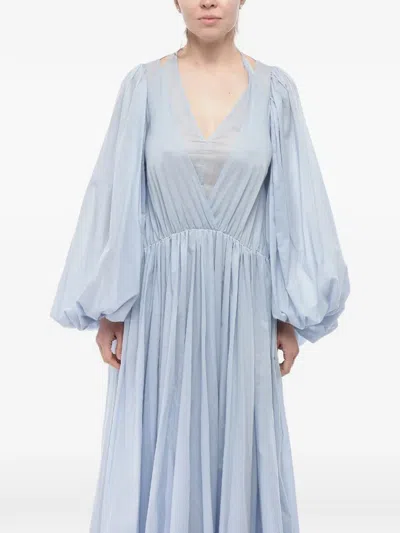 Di Stavnitser Lucci Balloon-sleeve Maxi Dress In Blue