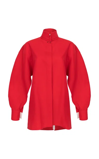 Di Stavnitser Milena Oversized Cotton-silk Blouse In Red