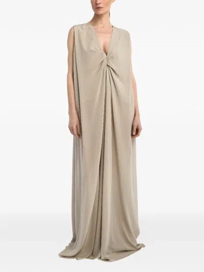 Di Stavnitser Mira V-neck Twisted Maxi Dress In Gray