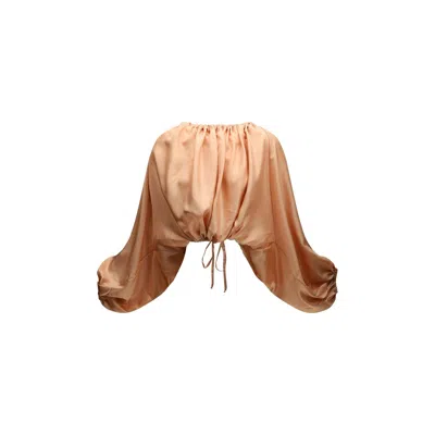Di Stavnitser Paloma Bishop-sleeve Drawstring-fastening Blouse In Orange