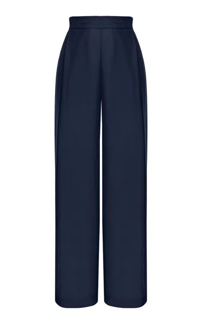 Di Stavnitser New Relax Silk Habotai Wide-leg Pants In Blue