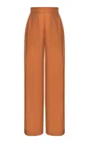 Di Stavnitser New Relax Silk Habotai Wide-leg Pants In Orange