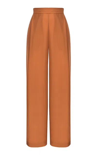 Di Stavnitser New Relax Silk Habotai Wide-leg Pants In Orange
