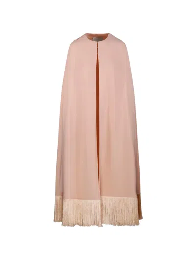 Di Stavnitser Fringe Cape Coat In Pink