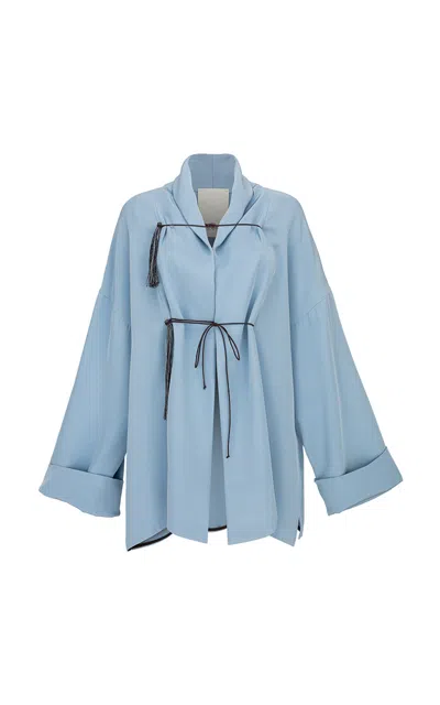 Di Stavnitser Relax Kimono Silk Jacket In Blue
