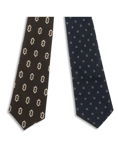 Di Stavnitser Reversible Print Cotton Tie Belt In Brown