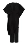 Di Stavnitser Riva Cape-sleeve Cotton-blend Jumpsuit In Black
