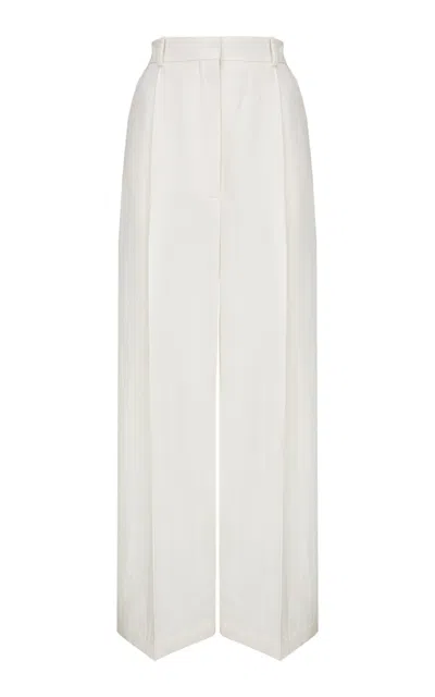 Di Stavnitser The Signature Mid-rise Cotton-linen Straight-leg Pants In White