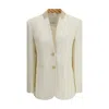 Di Stavnitser Contrast-collar Gold-button Jacket In White