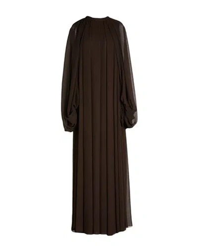 Di Stavnitser Woman Maxi Dress Chocolate Brown Size 8 Polyester, Polyamide