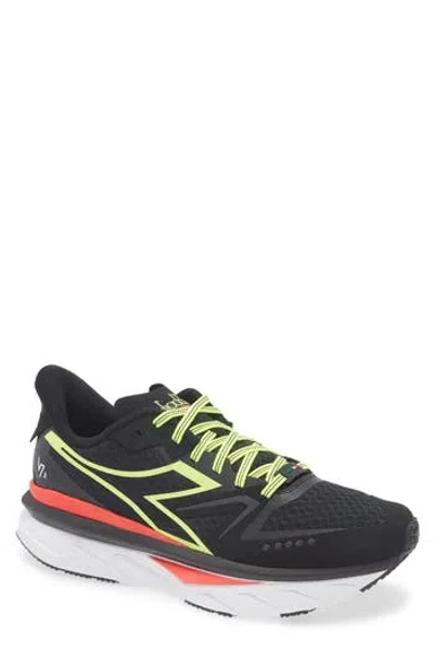 Diadora Atomo V7000-2 Running Shoe In Black/yellow Fluo